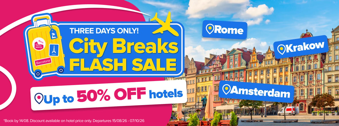 City Breaks Flash Sale Homepage Banner (IE) - Mobile 11/08/2026