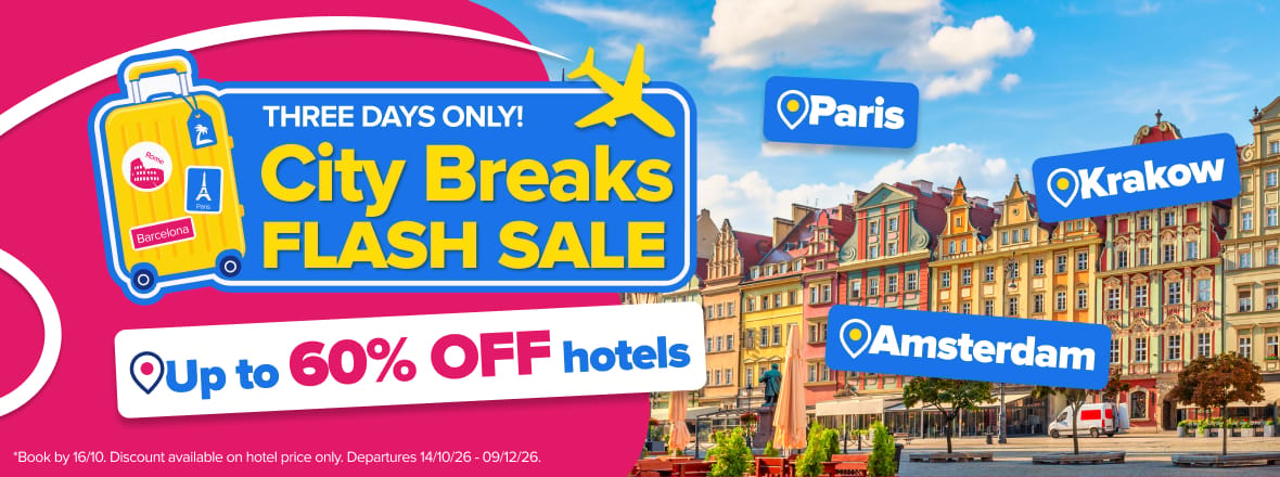 City Breaks Flash Sale October Homepage Banner - IE Mobile 13/10/2026