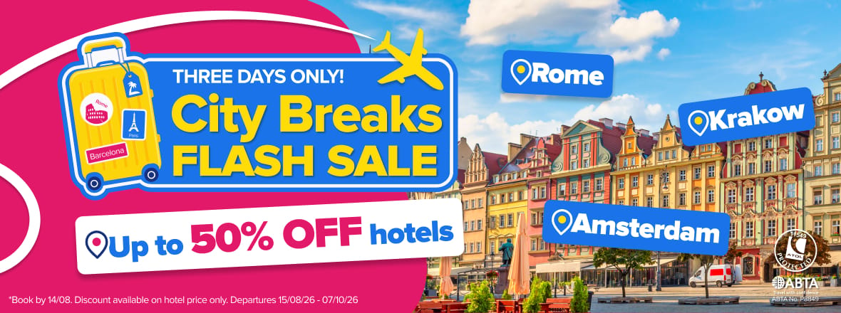 City Breaks Flash Sale - August Homepage Banner Mobile (UK & IE)
