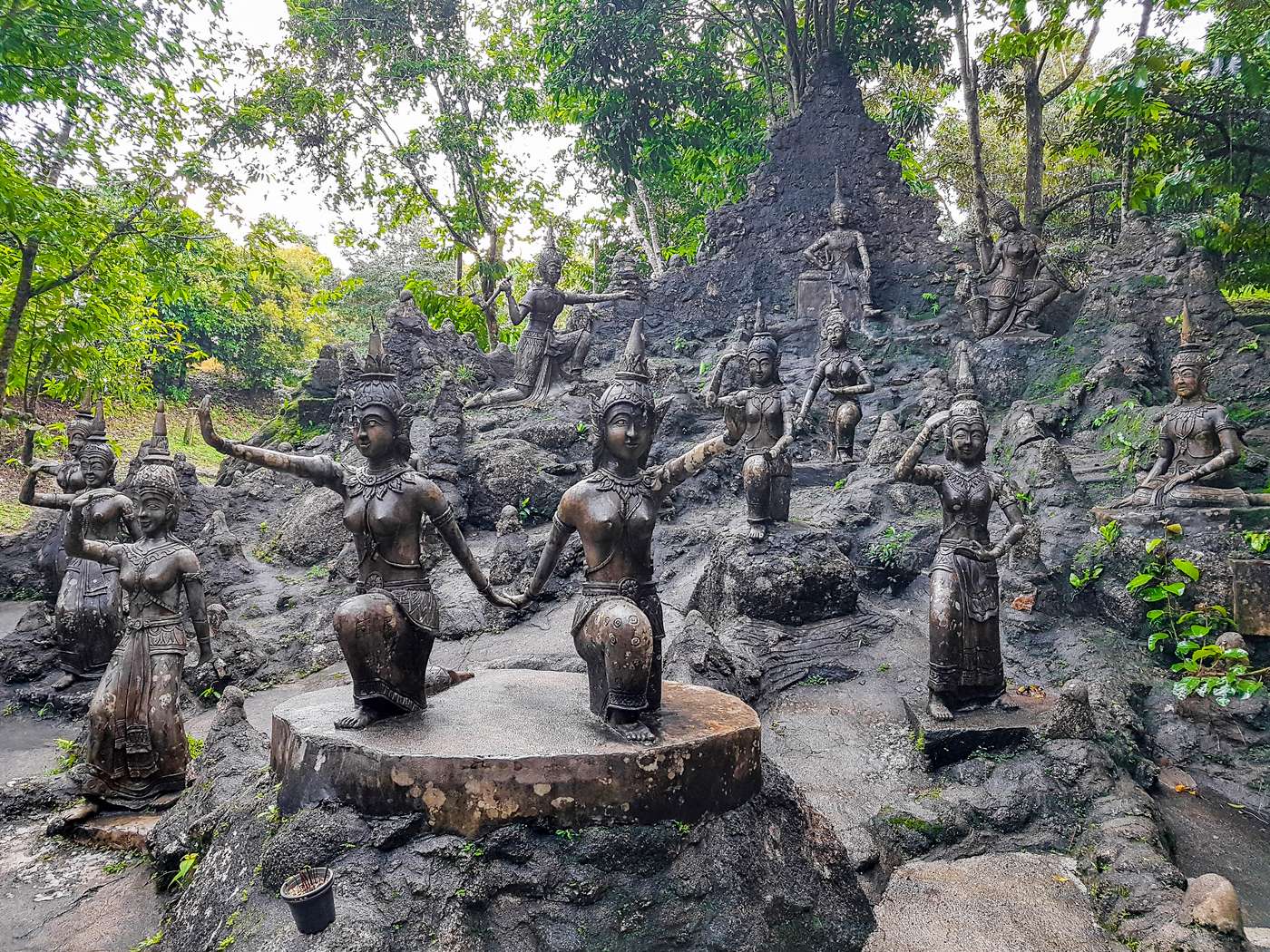 Buddha statues at Tar Nim Waterfall & Secret Magic Garden on Koh Samui, in Surat Thani Thailand.