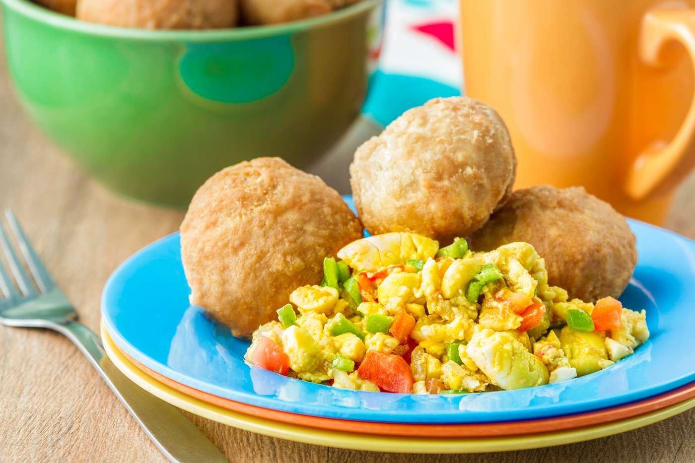Plate of ackee and saltfish in Jamaica
