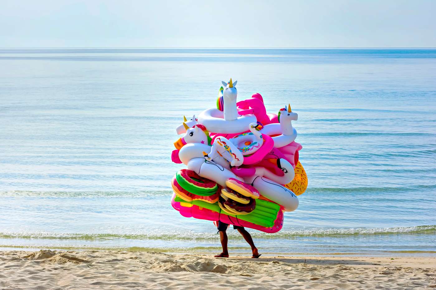 Carrying inflatables on the beach