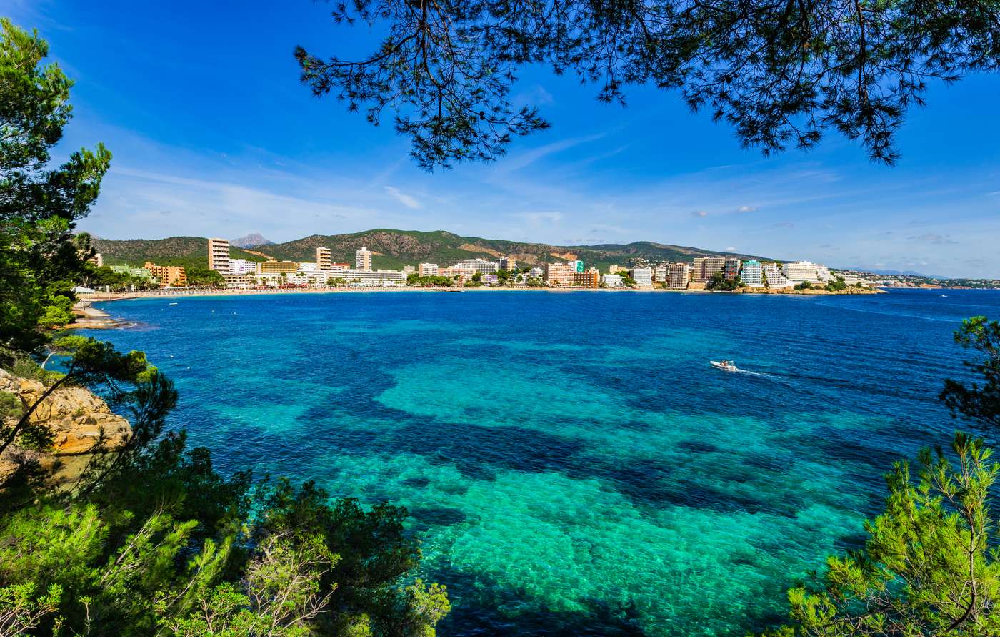 Magaluf ocean and beach under the sunshine.