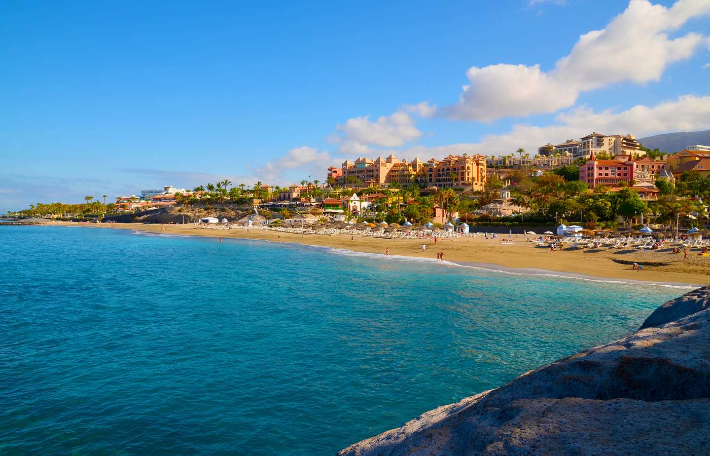 Beautiful coastal view of El Duque beach in Costa Adeje,Tenerife,Canary Islands,Spain.