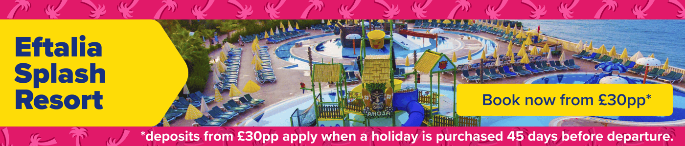 Eftalia Splash Resort is our hotel highlight, with deposits from £30pp (restrictions apply). Take advantage of our wonderful product offer and payment plans to get your next sunny beach break.
