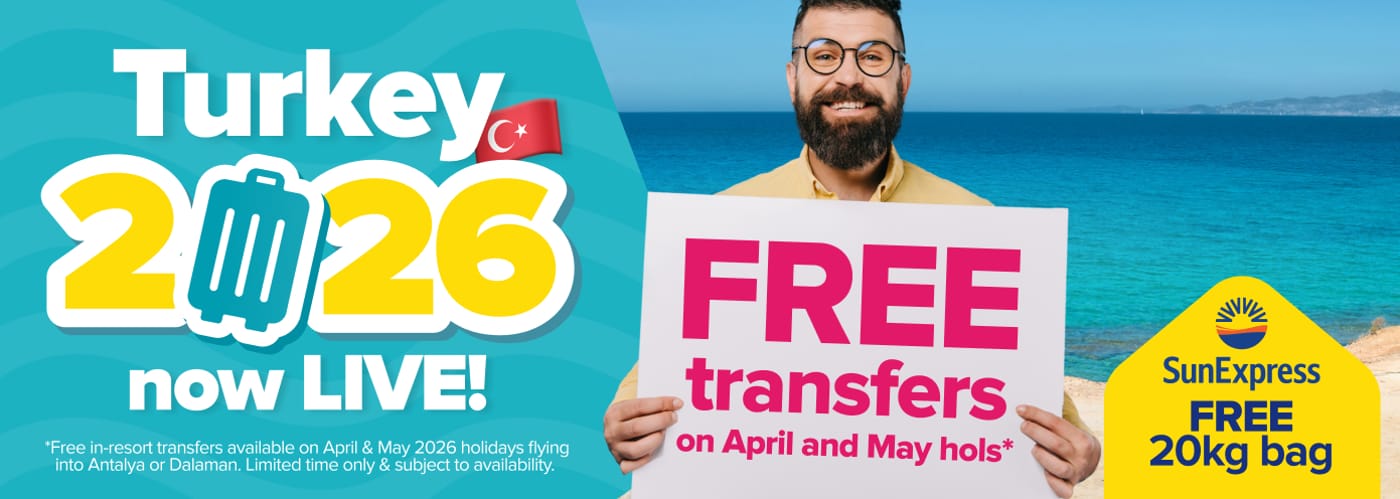 FREE transfers on Turkey holidays in April and May 2026. Limited availability.