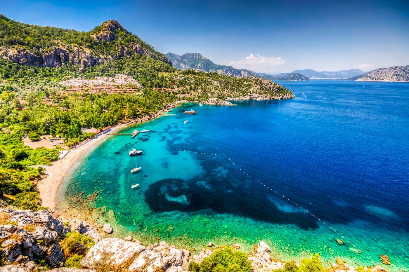 Turunc Bay in Marmaris. Turunc is popular tourist destination in Turkey.